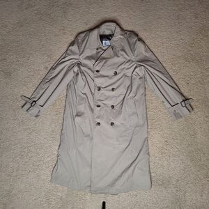 London Fog Men's Double Breasted Long Trench Coat Removable Liner Sz 40